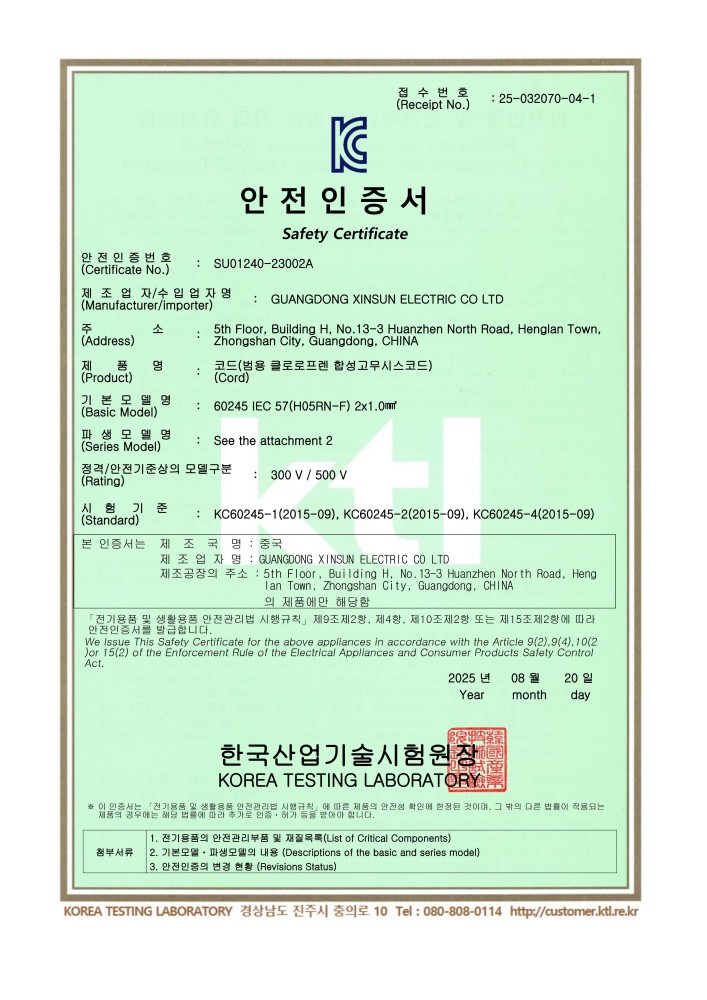 H05RN 橡胶线证书